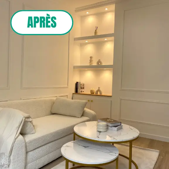 Pièce rénovée après travaux dans une opération de marchand de biens