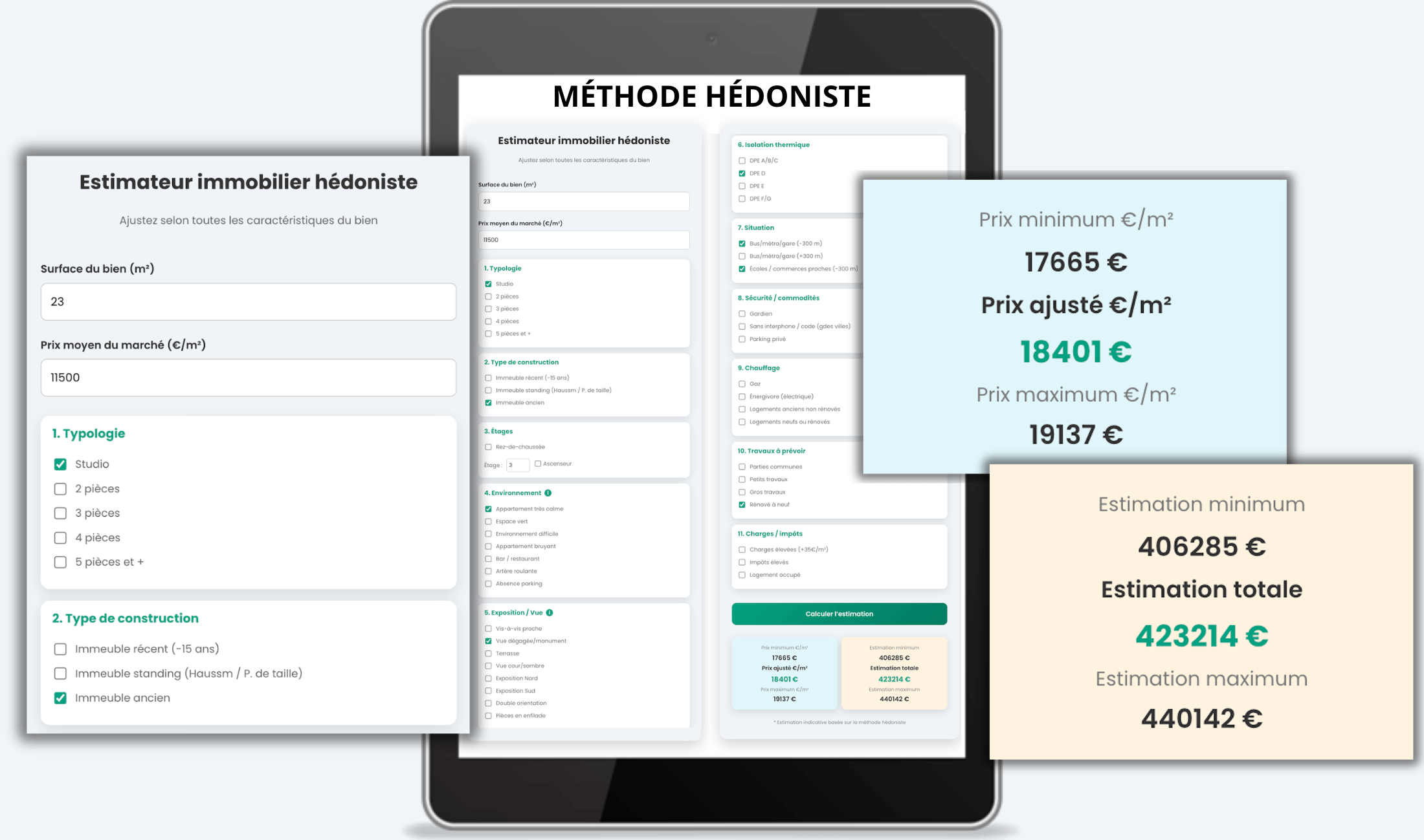 Simulateur pour estimer le prix d'un bien basé sur les caractéristiques du bien.
